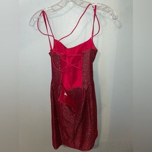Sparkly red homecoming dress.